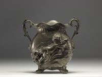 Set of a polished pewter Art Nouveau jug and vase, circa 1900.