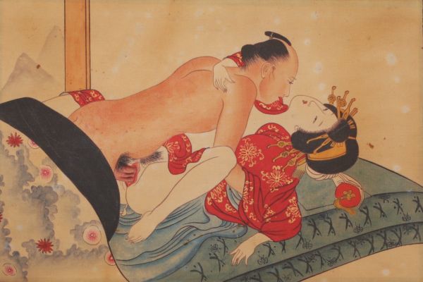 Japon - Estampe érotique, époque Meiji.