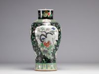 Vase en porcelaine de la Famille Verte avec un décor en cartouches de l'époque Qing (清朝)