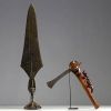 Africa - Set consisting of a steel blade knife with a studded handle and a hatchet with a carved wooden handle.