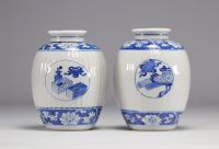 Pair of Kangxi period tonneau-covered vases