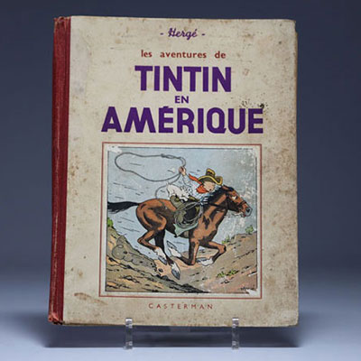 Tintin en Amérique, noir et blanc, A14 bis, Petite image collée, Casterman, 1941 4 hors texte-couleurs 20e mille