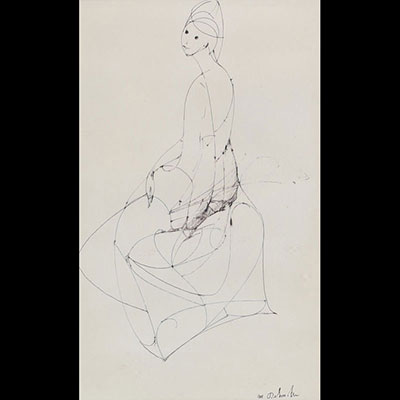 Marcel DELMOTTE (1901-1984) ‘Étude de femme’ Indian ink on paper, signed.