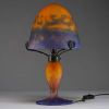 MULLER Frères Lunéville - Art Nouveau mushroom lamp in marmorated glass, double signature.