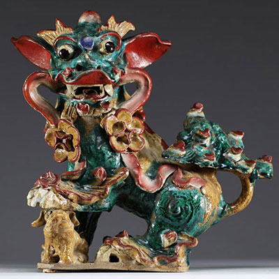 China - Vietnam - Fô dog, glazed terracotta temple ornament.