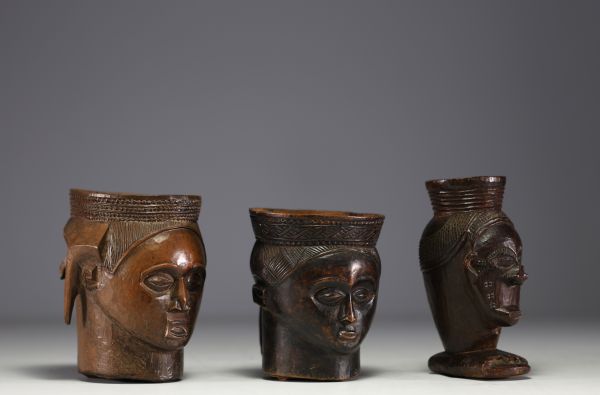 Africa DRC - Set of three Kuba cups, early 20th century.