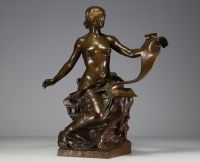 Georges Marie Valentin BAREAU (1866-1931) ‘Allégorie de l'histoire’ Sculpture in bronze with brown and gold patina, signature and Barbedienne foundry stamp.