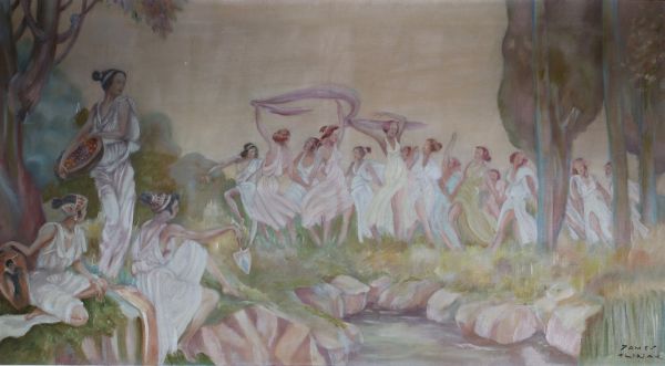 James THIRIAR (1889-1965) ‘La danse des Muses’ Oil on canvas, signed.