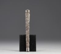 China / Indochina - Solid silver parasol handle with dragon design circa 1900/1920