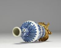 China - White-blue porcelain vase mounted in bronze, Wanli mark, Ming dynasty.