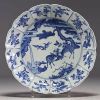 China - A blue-white porcelain plate decorated with deer and birds, Ming period, WanLi.