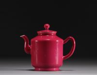 China - Monochrome ruby porcelain teapot, 19th century.