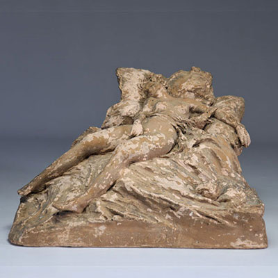 Louis ICART (1888-1950) Erotic terracotta sculpture 