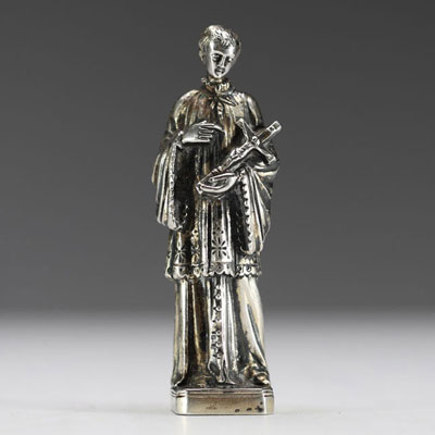 Petite statue religieuse en argent massif, poinçon de maître orfèvre E.V., fin XVIIIème.