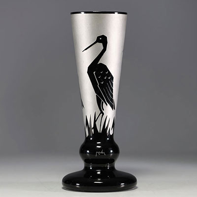 Paul HELLER (1914-1995) for Artver - Art Deco vase with stylised birds signed ARTVER