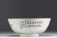 China - Large famille rose porcelain bowl decorated with figures.