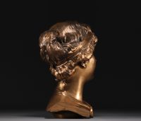 VERRYDEN Frères Gand - Bust of a young man in gilded bronze.