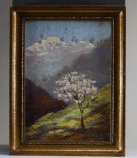 Dieudonné JACOBS (1887-1967) ‘Spring in the mountains’ Oil on panel.