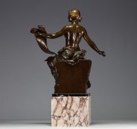 Georges Marie Valentin BAREAU (1866-1931) ‘Allégorie de l'histoire’ Sculpture in bronze with brown and gold patina, signature and Barbedienne foundry stamp.