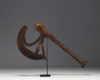 DRC - Songye parade and prestige axe, red copper.