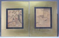 China - Set of six paintings on silk, representation of wise men and dignitaries, early 20th century.