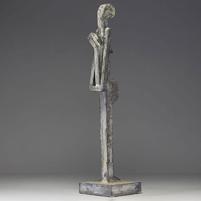 ‘Maternity’ African woman carrying her child - Constructivist sculpture in zinc.