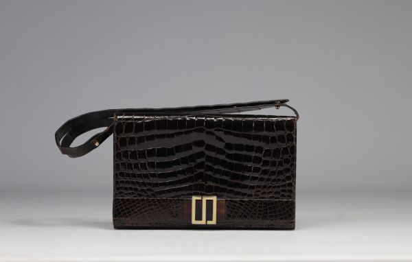 Christian DIOR, brown crocodile bag circa 1970.