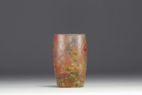 DAUM Nancy - Small vase in acid-etched multi-layered glass decorated with Coeur de Ginette, signed.