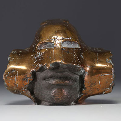 Félix ROULIN (1931-2003) ‘Visage au masque’ Bronze sculpture, signed and numbered 8/50.