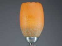 André DELATTE (1887-1953) Lampe de table Art Nouveau en verre multicouche pincé à chaud et poudré, pied en métal argentée à décor floral, signée.