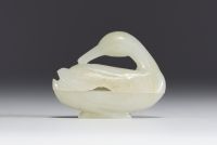 China - Small white jade box representing a duck.