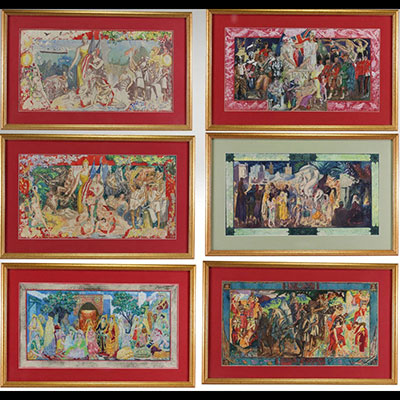 Paul CIROU (1869-1951) Series (6) of three watercolours 