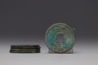 China - set of sixteen sapèques, bronze coins dating from the 17th century