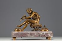 ‘Young Bacchus’ Marble and bronze inkwell.