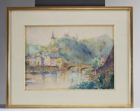 Jean Pierre GLEIS (1889-1965) ‘View of Vianden, Luxembourg’ Watercolour on paper, signed.