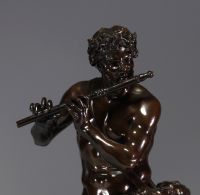 Antoine COYSEVOX (1640-1720) ‘Faune et satyre’ Bronze with brown patina, signed on the terrace.