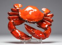 Vallauris - Large glazed ceramic crab, circa 1950.