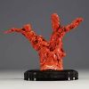 China - Rare large red coral sculpture depicting a Goddess, circa 1900.