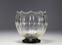 Art Deco vase in frosted crystal with acid-etched decoration.