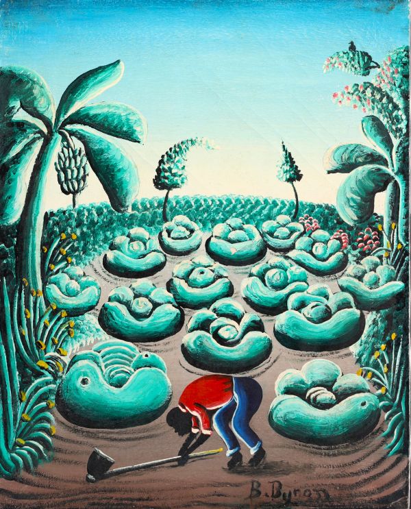 Bourmond BYRON (1920-2004) ‘In the vegetable garden’ Oil on canvas