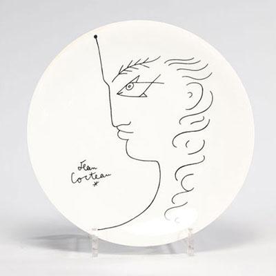 Jean COCTEAU (1889-1963) Profil assiette en porcelaine de Limoge (France)