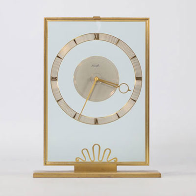 Kienzle UHREN brass clock in rectangular form with gilded hands.