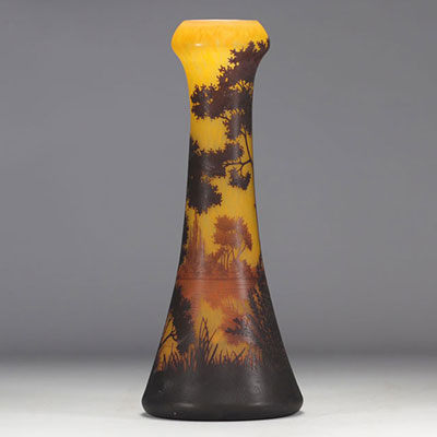 Daum Nancy haut vase en verre multicouche à décor de fleur de paysage