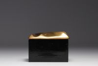 Monique GERBER (XX-XXI) Lacquered wood box, bronze lid, circa 1960-70
