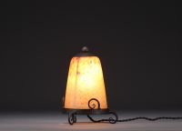 Charles SCHNEIDER (1881-1953) - Art Nouveau nightlight in shaded glass and wrought iron, signed.