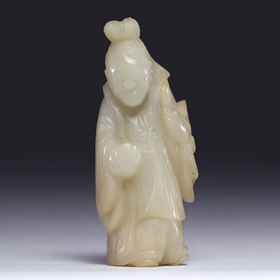 China - nephrite jade statuette of a sage, Qing period.