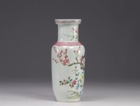 China - Famille Rose porcelain vase with floral and bird design, 19th century.