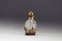 Salt flask in cut crystal, vermeil and ruby, 19th century.