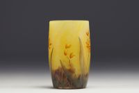 DAUM Nancy - Vase goblet in acid-etched multi-layered glass with enamelled decoration of flowers, signed in the decoration.