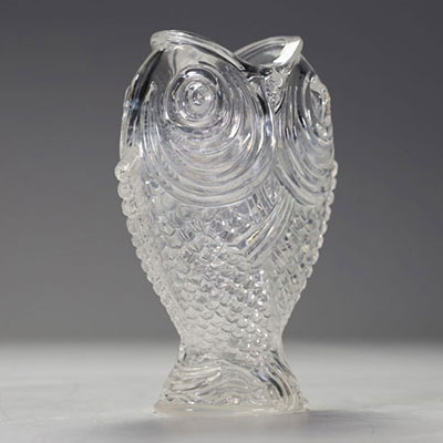 Baccarat - A blown-moulded glass vase showing two carps side by side.